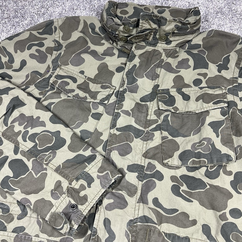 GAP Utility Military Field Jacket Medium Vintage Frogskin Camo Y2K WW2 Hood Zip